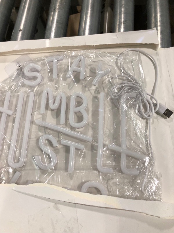 Photo 1 of Hoolerry LED Neon Sign for Wall Decor, Motivational Inspired Letters Neon Lights Party Decorations, USB Powered Neon Christmas Gift for Office Room, Gym Room, Classroom Decor (Stay Humble Hustle Hard)