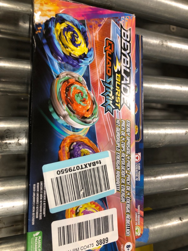 Photo 2 of BEYBLADE Burst QuadStrike Energy Uprising 4-Pack with 4 Spinning Tops, Battle Toy Tops, Kid Toys for Ages 8 and Up