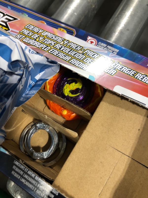 Photo 3 of BEYBLADE Burst QuadStrike Energy Uprising 4-Pack with 4 Spinning Tops, Battle Toy Tops, Kid Toys for Ages 8 and Up