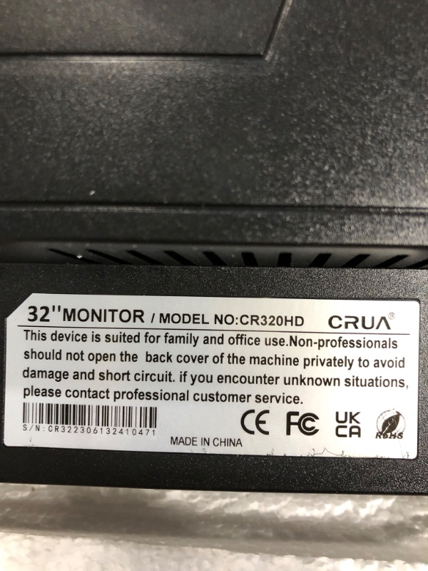 Photo 2 of CRUA 32 inch 165Hz Curved Gaming Monitor,1800R Display,1ms(GTG) Response Time,Full HD 1080P for Computer,Laptop,ps4,Switch,Auto Support Freesync and Low Motion Blur,DP,HDMI Port-Black(Support VESA) 32 ” Curved FHD 165HZ