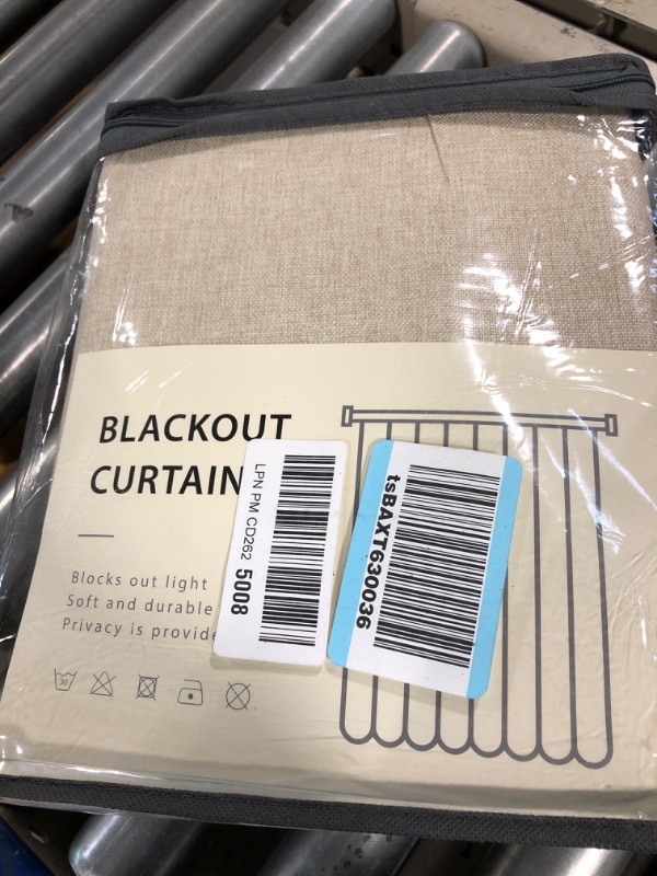 Photo 2 of 100% Blackout Shield Linen Blackout Curtains 108 Inches Long 2 Panels Set, Clip Rings/Rod Pocket Blackout Curtains, Black Out Curtains & Drapes for Bedroom, 50 inches Wide Each Panel, Natural Flax Natural Flax 50''W x 108''L