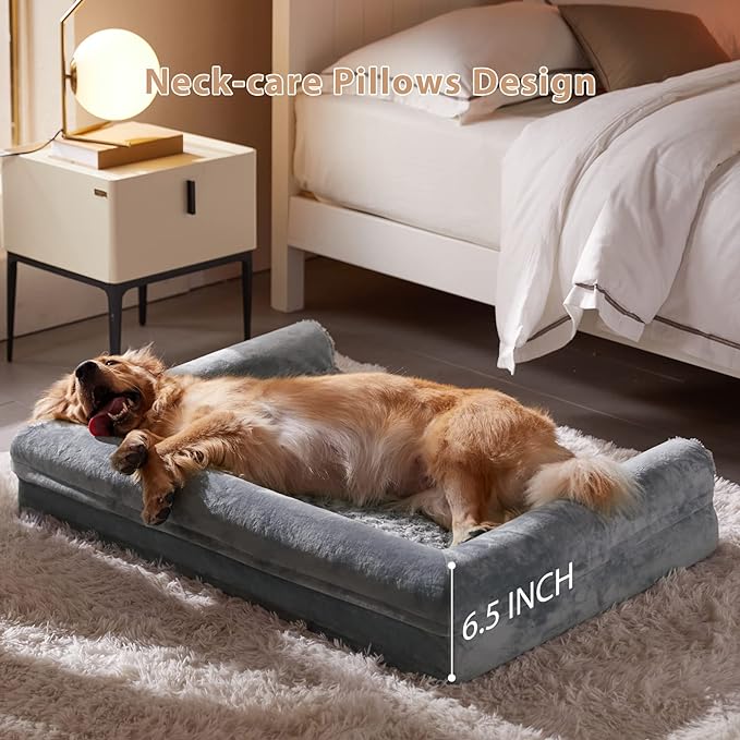 Photo 1 of  Dog Beds for Large Dogs, Orthopedic Dog Bed for Medium Large Dogs, Egg- Foam Dog Crate Bed- Grey