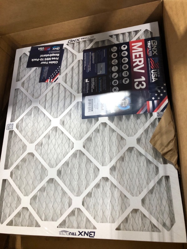 Photo 1 of BNX TruFilter 20x24x1 Air Filter MERV 13 (6-Pack) - MADE IN USA - Electrostatic Pleated Air Conditioner HVAC AC Furnace Filters for Allergies, Pollen, Mold, Bacteria, Smoke, Allergen, MPR 1900 FPR 10 20x24x1 6-Pack