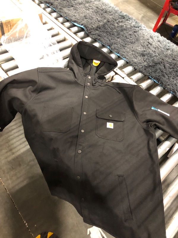 Photo 1 of Carhartt Men's Rain Defender Relaxed Fit Heavyweight Hooded Shirt Jacket XX-Large Black