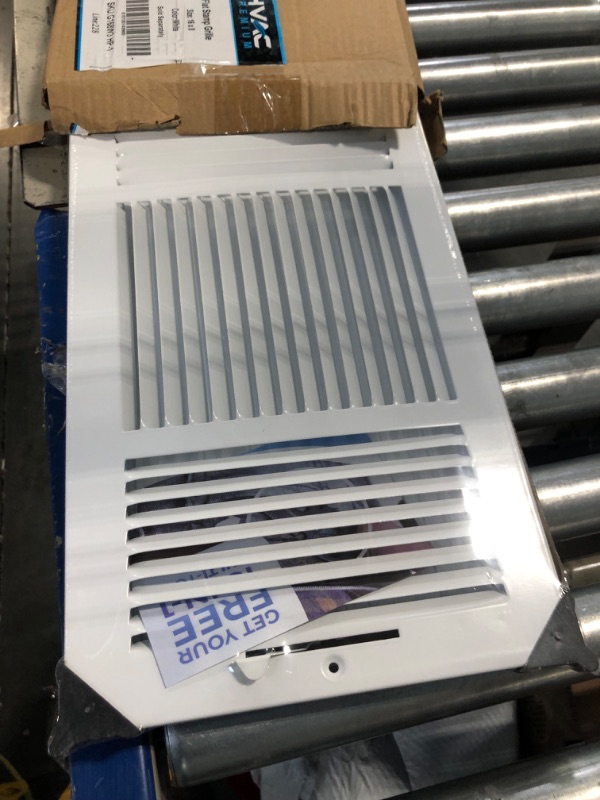 Photo 3 of 16" X 8" 3-Way AIR Supply Grille - Vent Cover & Diffuser - Flat Stamped Face - White [Outer Dimensions: 17.75"w X 9.75"h]