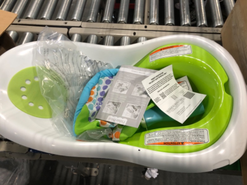 Photo 1 of Fisher-Price Baby Bath Tub, 4-in-1 Newborn to Toddler Tub with Infant Seat Bath Toys and Sling ‘n Seat Tub, Green Green - Frustration Free Package