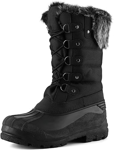 Photo 1 of mysoft Women's Snow Boots Warm Insulated Faux Fur Lined Waterproof Mid-Calf Winter Boots Size 10