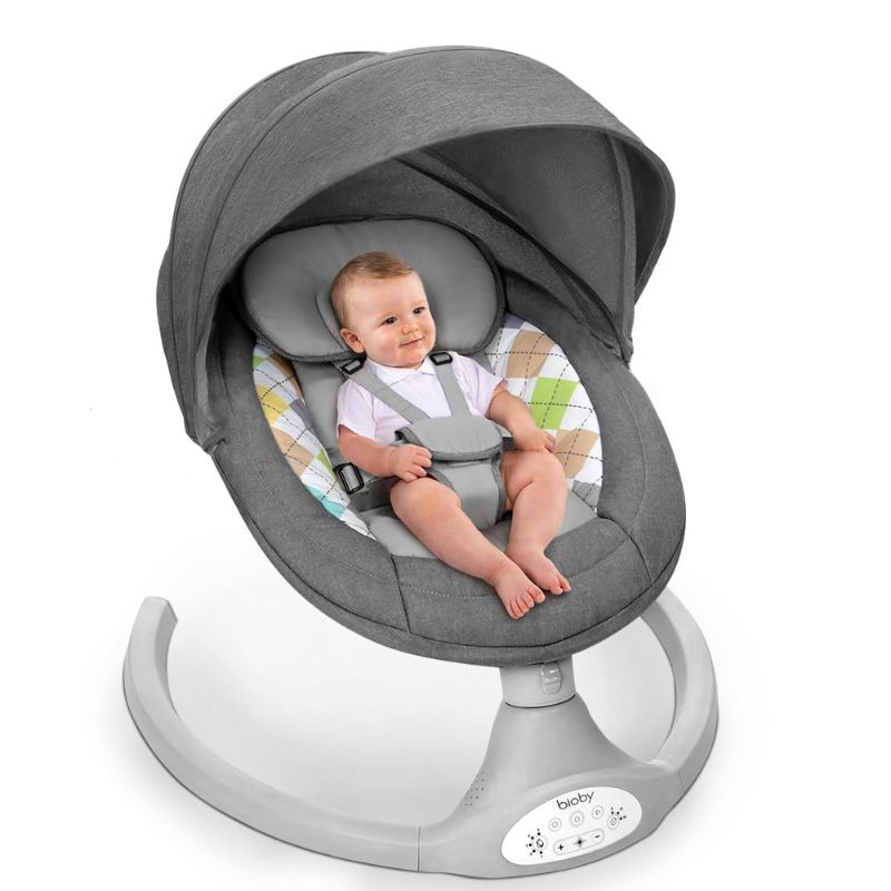 Photo 1 of Baby Swing for Infants to Toddler,3 in 1 Electric Remote Control Baby Rocker for Infants with Detachable Dinner Plate,4 Sway Ranges,Bluetooth Support Heavy Duty Base Baby Bouncers for 0-24 Months