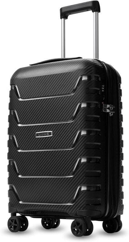 Photo 1 of *******HAS SCUFFS****** LUGGEX Carry On Luggage 22x14x9 Airline Approved Spinner Wheels - Polypropylene Lightweight Luggage Expandable - Effortless Elegance, High Bounce (Black, 20 Inch)