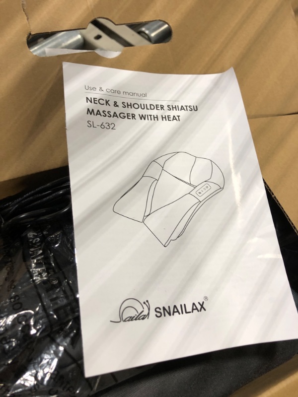 Photo 2 of [Snailax Official Shop ] Shiatsu Neck and Shoulder Massager with Heat Back Massager Kneading Massage Pillow for Car Home Office Use