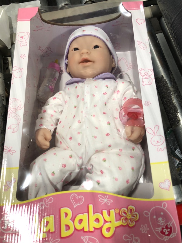 Photo 2 of JC Toys - La Baby | Asian 20-inch Large Soft Body Baby Doll | Washable | Removable Purple Outfit w/ Hat and Pacifier | For Children 2 Years + Asian Purple