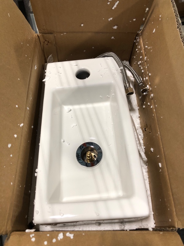 Photo 1 of Wall Hung Basin Sink Small Cloakroom Basin Rectangle Ceramic Wash Basin Right Hand (Right Hand Sink Set(with Faucet&Drain))