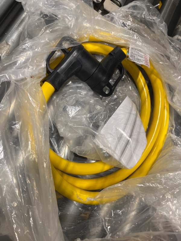 Photo 2 of  FT 30 Amp RV Extension Cord Outdoor with Grip Handle, Flexible Heavy Duty 10/3 Gauge STW RV Power Cord Waterproof with Cord Organizer, NEMA TT-30P to TT-30R, Black-Yellow, ETL Listed PlugSaf Yellow  - 30A less than 10ft