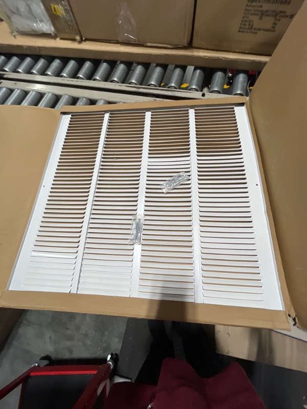 Photo 2 of 22" x 22" Return Air Grille - Sidewall and Ceiling - HVAC Vent Duct Cover Diffuser - [White] [Outer Dimensions: 23.75w X 23.75"h] 22 x 22 White