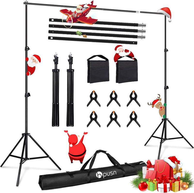 Photo 1 of *** SOLD AS PARTS HPUSN Backdrop Stand - 10ft x 7ft Adjustable Photoshoot - Photo Backdrop Stand for Parties - Includes Travel Bag, Sand Bags, Clamps - Photo Video Studio
