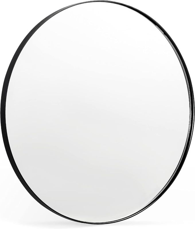 Photo 1 of  Black Round Mirror, 24 Inch Round Bathroom Mirror with Metal Frame Circle Mirrors for Wall, Bedroom, Vanity, Living Room, Entryway, Washrooms, Hom