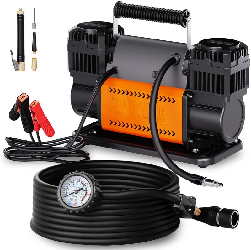 Photo 1 of ALL-TOP Air Compressor Kit, Dual Cylinder 12V Portable Inflator 12.35 ft³/Min, Offroad Air Compressor Pump for Truck Tires, Heavy Duty Max 150 PSI for 4x4 Vehicle & RV
