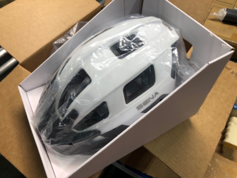 Photo 4 of **FOR PARTS ONLY** The helmet is broken. It never turns on.*** Sena R1 / R1 EVO Smart Communications Cycling Helmet (2022) Large R1 EVO (2022) Matte White