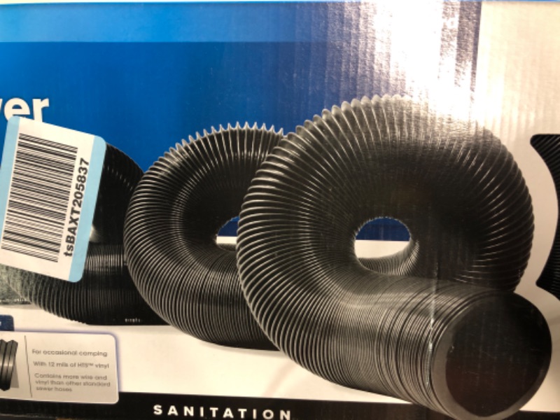 Photo 1 of Camco 20-Foot RV Sewer Hose | Features a Durable HTS Vinyl Construction, Designed to Work with Threaded and Slip Fittings, and has a 3-Inch Diameter Opening (39611) Sewer Hose -12 Mils 20' Black