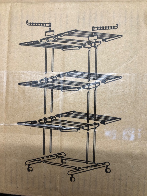 Photo 3 of 3 Tier Heavy Duty Rolling Utility Cart, 18" D x 30" W x 36.6" H Rolling Carts with Wheels,Commercial Grade Metal Cart with Handle Bar & Shelf Liner,Trolley Serving Storage Cart for Kitchen Silver