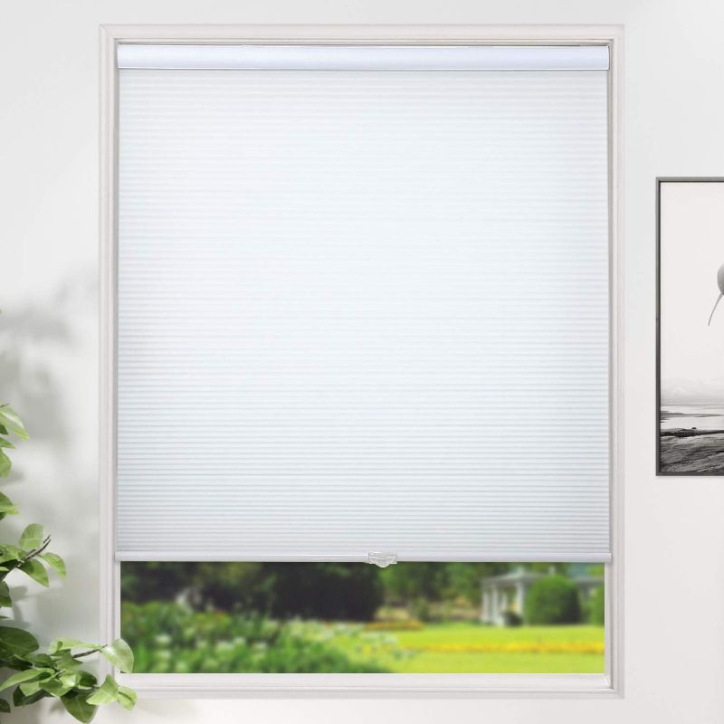 Photo 1 of 31 x 64 inch White Cellular Window Shades Cordless Blinds and Shades Light Filtering Fabric Shades for Window and Door, Home and Office