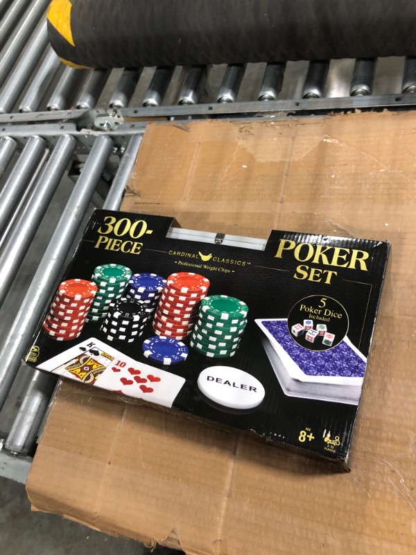 Photo 3 of Cardinal Classics, 300-Piece Poker Set with Aluminum Carrying Case & Professional Weight Chips Plus 5 Poker Dice, for Adults and Kids Ages 8 and up