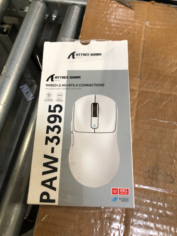 Photo 3 of ATTACK SHARK X3 Lightweight Wireless Gaming Mouse with Tri-Mode 2.4G/USB-C Wired/Bluetooth,Up to 26K DPI, PAW3395 Optical Sensor,Kailh GM8.0 Switch,5 programmable Buttons for PC/Laptop/Win/Mac(White)