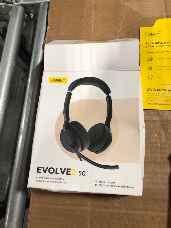 Photo 2 of Jabra Evolve2 50 Wired Stereo Headset AirComfort Technology, Noise-Cancelling Mics & Active Noise Cancellation - MS Teams Certified, Works with All Other Platforms - Black USB-C MS Teams