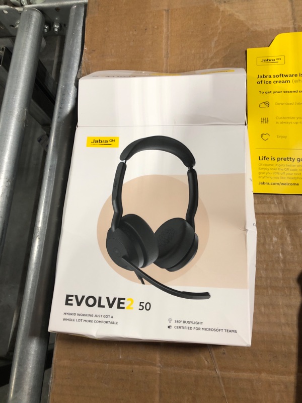 Photo 1 of Jabra Evolve2 50 Wired Stereo Headset AirComfort Technology, Noise-Cancelling Mics & Active Noise Cancellation - MS Teams Certified, Works with All Other Platforms - Black USB-C MS Teams