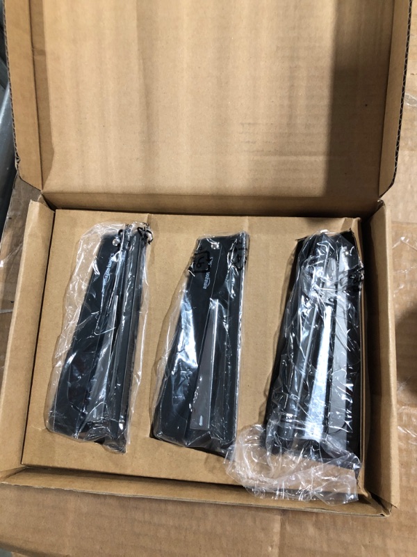 Photo 1 of Amazon Basics Full-strip Metal Office Desktop Stapler, 25 Sheet Capacity, 3 Pack, Black