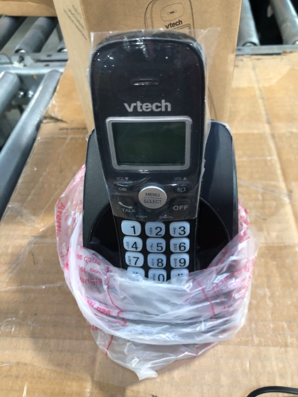 Photo 1 of VTech VG101-11 DECT 6.0 Cordless Phone for Home, Blue-White Backlit Display, Backlit Big Buttons, Full Duplex Speakerphone, Caller ID/Call Waiting, Easy Wall Mount, Reliable 1000 ft Range (Black) Caller ID Black