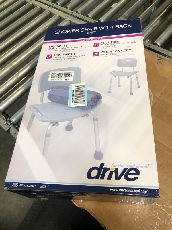 Photo 1 of Drive Medical RTL12202KDR Bathroom Bench with Back, Gray 