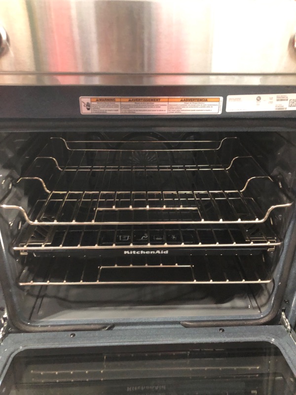 Photo 7 of KitchenAid 30-in Glass Top 5 Elements 6.4-cu ft Self-Cleaning Convection Oven Slide-in Electric Range (Stainless Steel)