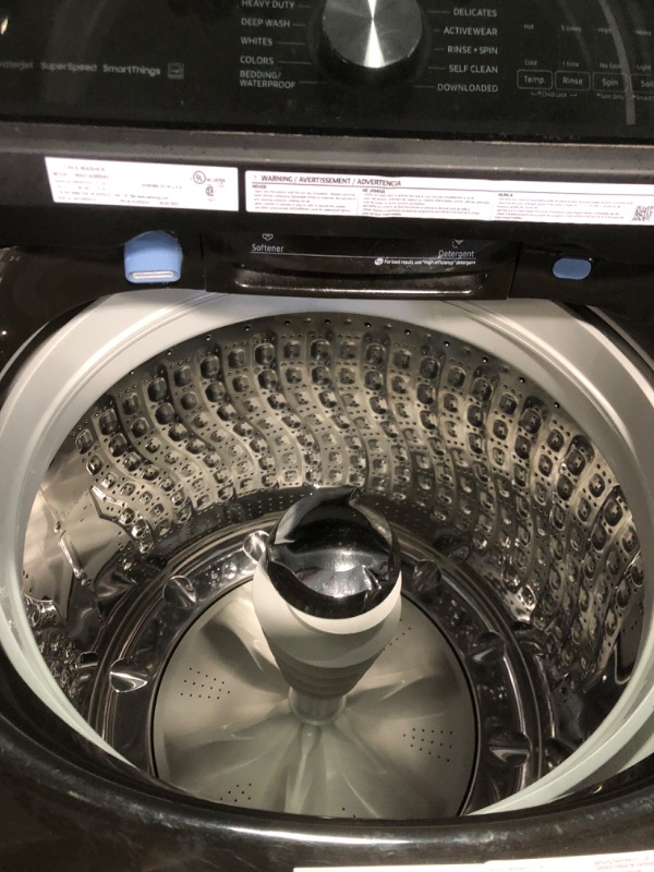 Photo 6 of Samsung 5.1-cu ft High Efficiency Agitator Smart Top-Load Washer (Brushed Black) ENERGY STAR