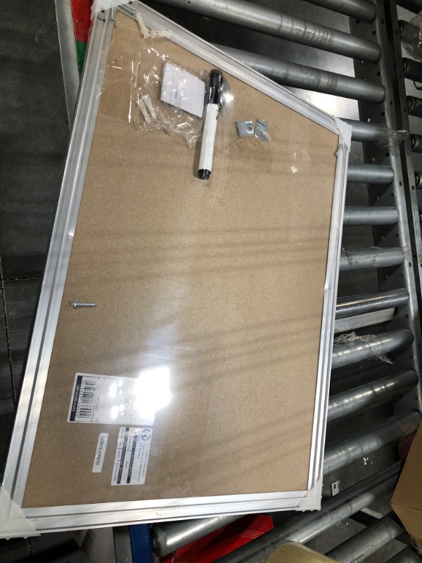 Photo 1 of U Brands 4N1 Magnetic Dry-Erase Combo, 24 X 18 Inches, Silver 17 x 23