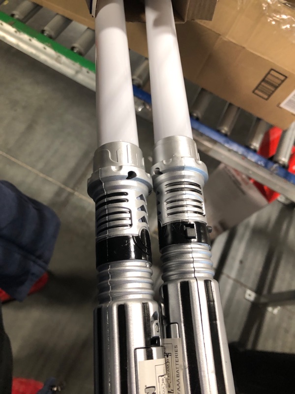 Photo 1 of JOYIN 2-in-1 Light Up Saber, Sword for Kids, LED Dual Laser Swords Set with FX Sound (Motion Sensitive) and Realistic Sliver Handle for Fighters and Warriors, New Years Eve Party Supplies Kids Stuff Green and Blue