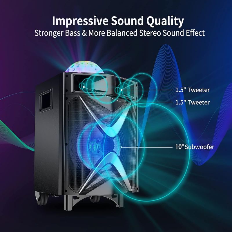 Photo 1 of VeGue Karaoke Machine for Adults & Kids, Bluetooth Speaker PA System Subwoofer, Disco Ball LED Light, Singing Machine for Home Karaoke, Party, Church (VS-1088)

