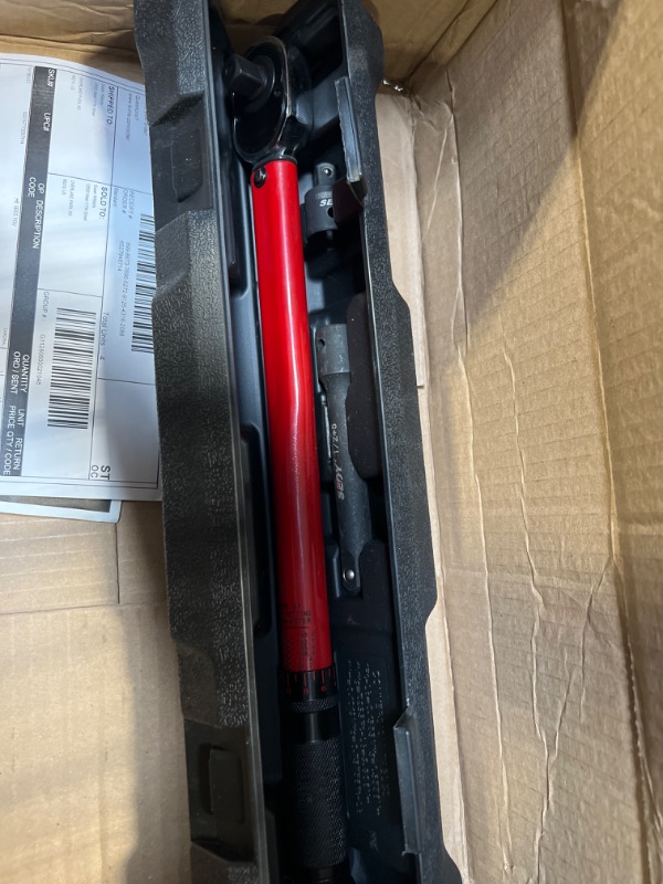 Photo 3 of 1/2-inch Drive Click Torque Wrench 1/2 Drive - Precision 10-150 ft.lb/13.6-203.5Nm Range, Ratcheting Head with Secure Locking Mechanism, Adapter & Extension
