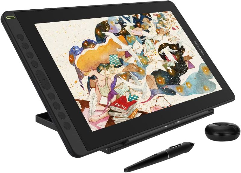 Photo 1 of 2021 HUION KAMVAS 16 Graphics Drawing Tablet with Full-Laminated Screen Anti-Glare 10 Express Keys Android Support Battery-Free Stylus 8192 Pen Pressure Tilt Adjustable Stand - 15.6 Inch Pen Display
