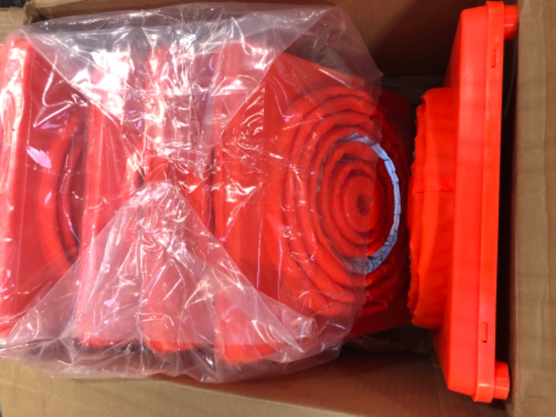 Photo 1 of 5 Pcs Collapsible Traffic Safety Cone with LED Light 28 Inch Orange Parking Cone with Warning Light Construction Cone Barrier Cone with Reflective Collars for Parking Driving Training Road Barrier