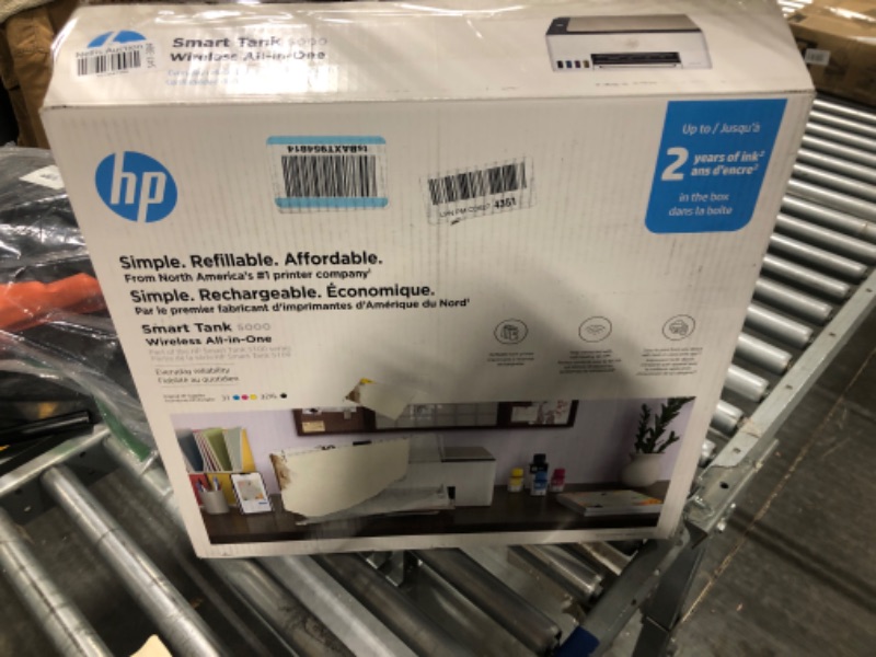 Photo 1 of HP Smart Tank 5000 Wireless All-in-One Ink Tank Printer with up to 2 years of ink included, mobile print, scan, copy, white, 17.11 x 14.23 x 6.19