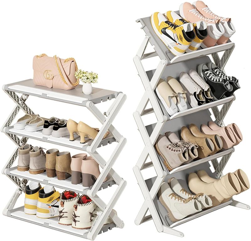 Photo 1 of *ONLY ONE* AyaLight Folding Shoe Rack - 3 Tier Shoe Storage Organizer, Easy Assembly-Free Design, Portable and Space Saving for Easy Moving, Entryway, Bedroom, Door