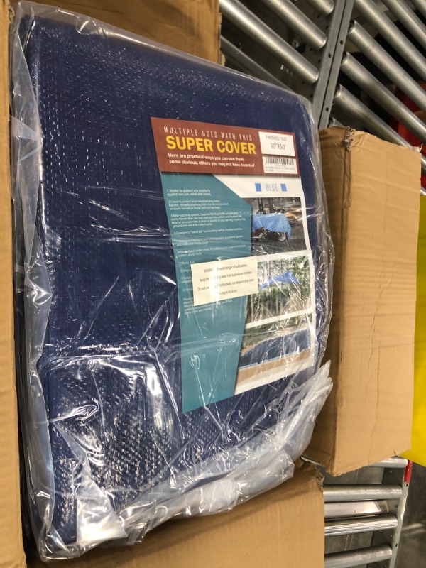 Photo 2 of Tarp Cover Blue Waterproof 30x50 Great for Tarpaulin Canopy Tent, Boat, RV Or Pool Cover!!! (Standard Poly Tarp 30'X50') 30X50 Blue-lightweight Protection