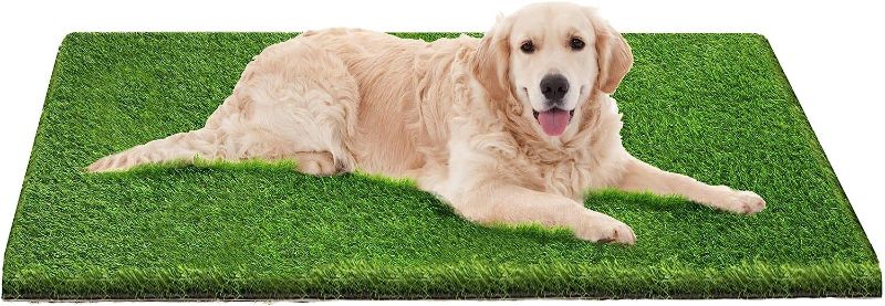 Photo 1 of  Artificial Grass, Dog Pee Pads, Professional Dog Potty Training Rug, Large Dog Grass Mat with Drainage Holes, Pet Turf Indoor Outdoor Flooring Fake Grass Doormat - Easy to Clean