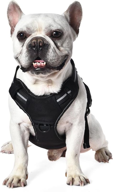 Photo 1 of Amazon Basics No-Pull Adjustable Front Clip Working Dog Molle Vest Harness, Black