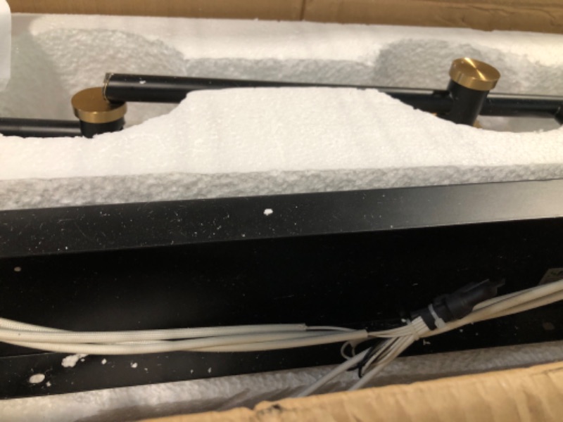 Photo 1 of SOLFART Black Bronze Bathroom Vanity Light Fixture Vintage Bathroom Fixture Over Mirror Thick Clear Glass 6 Lights Black And Brass 6 lights