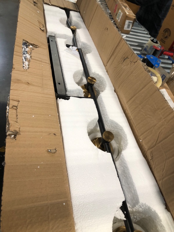 Photo 1 of SOLFART Black Bronze Bathroom Vanity Light Fixture Vintage Bathroom Fixture Over Mirror Thick Clear Glass 6 Lights Black And Brass 6 lights