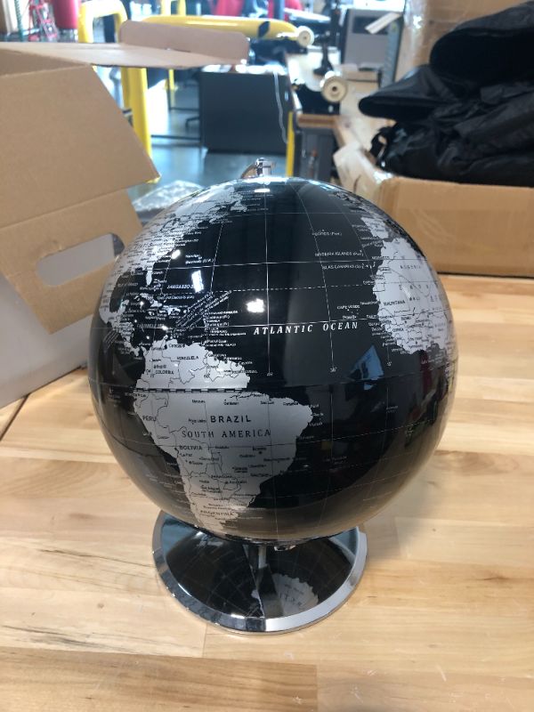 Photo 3 of Exerz 10" World Globe Black - Stainless Steel Arc and Base - Educational/Geographic/Modern Desktop Decoration - Metallic Black 10" Black