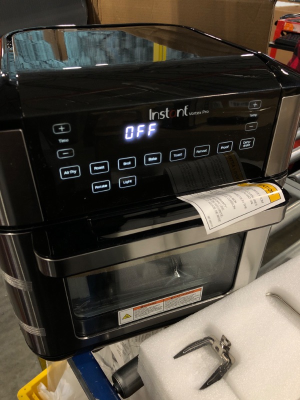 Photo 3 of ***ITEM CRACKED ON THE BOTTOM - STILL POWERS ON*** 

Instant Vortex Pro Air Fryer, 10 Quart, 9-in-1 Rotisserie and Convection Oven, From the Makers of Instant Pot with EvenCrisp Technology, App With Over 100 Recipes, 1500W, Stainless Steel 10QT Vortex Pro