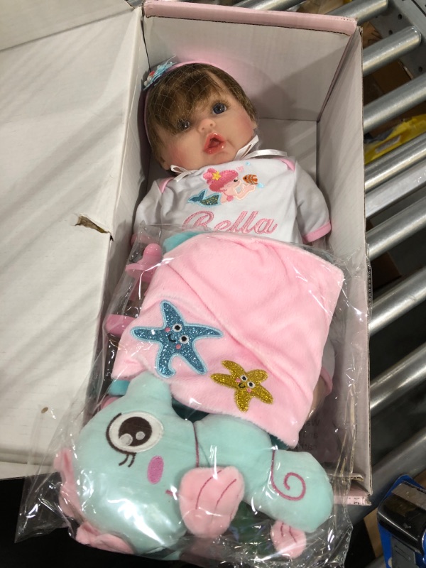Photo 1 of Aori Realistic Reborn Baby Doll 22 inch Lifelike Newborn Vinyl Dolls Realistic Baby Girl with Mermaid Outfits and Seahorse Plush Toy Nice Gift for Kids 3+ Beautiful Mermaid